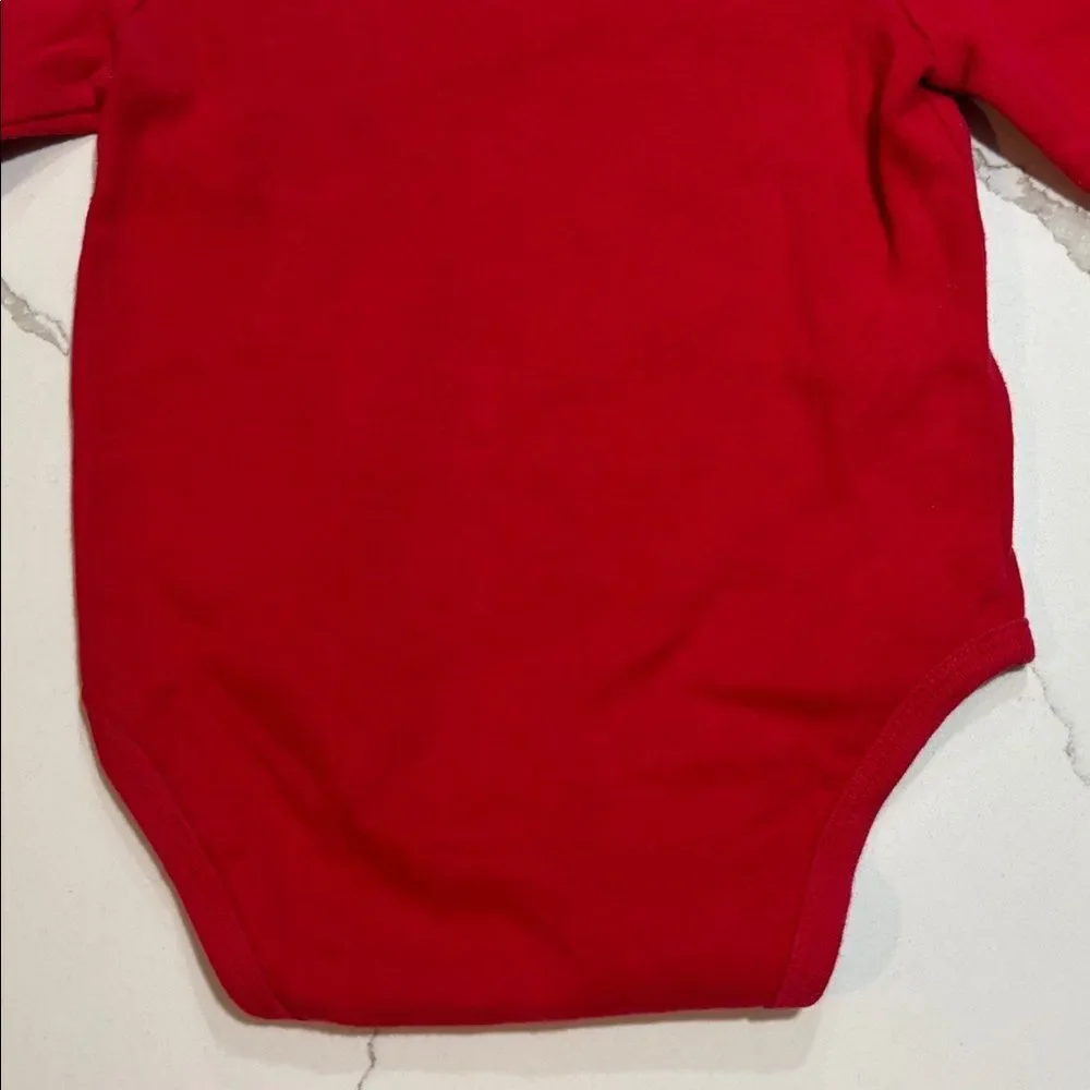 SANTA BABY Red Long Sleeve Infant Christmas Holiday One Piece 6-9M